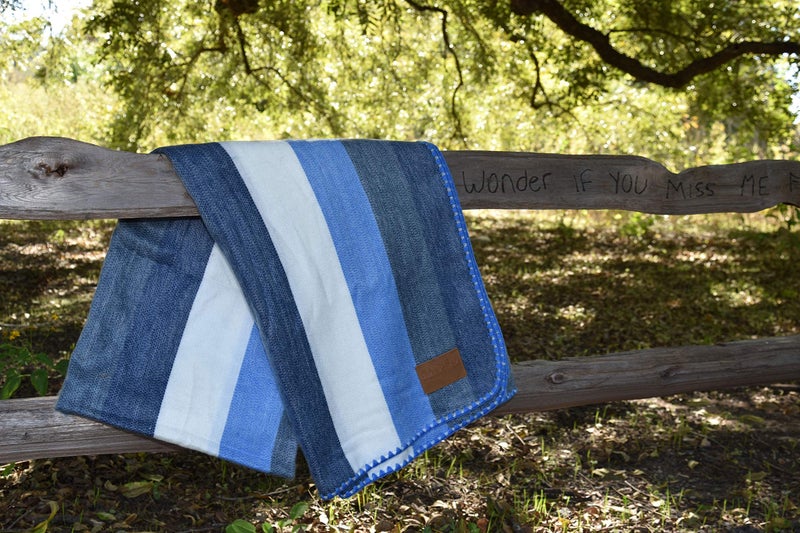 QISU Alpaca Wool Blanket Throw | Large, Beautiful, Warm, Stripe | 85 x 65 inches | Ultra-Soft, Hypoallergenic and Breathable | Non-Itchy or Scratchy Fabric (Blue White Stripe), Queen - Image 4